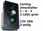 Preview: Carling Schalter EIN-AUS-EIN - Umschalter 1-0-2 mit 2 grünen LED - OHNE Wippe