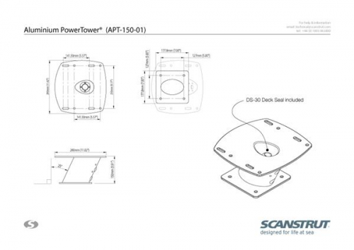 Scanstrut APT150-01 PowerTower 15cm Aluminium weiß