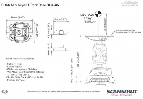 Scanstrut RLS-407 Rokk Mini Montageplatte für Schiene
