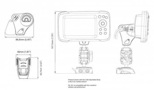 Scanstrut RL-521 Rokk universelle Adapterplatte für Lowrance Hook2