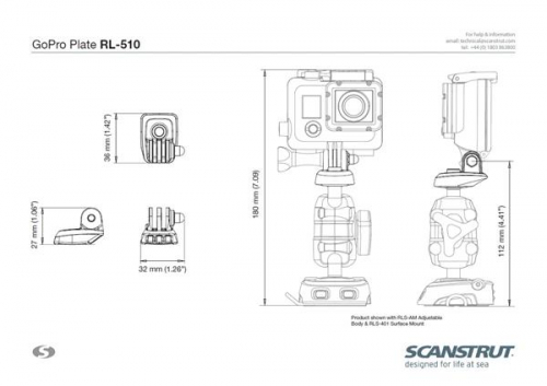 Scanstrut RL-510 Rokk Halterung für GoPro, Garmin Virb X & XE