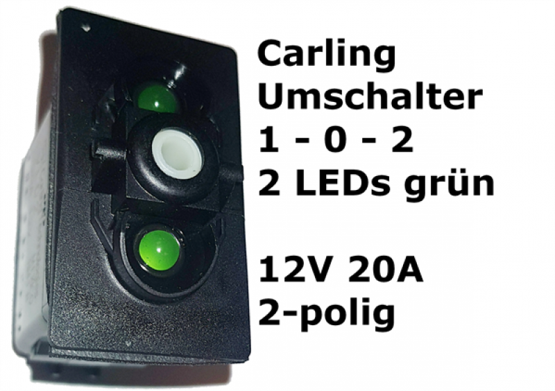 Carling Schalter EIN-AUS-EIN - Umschalter 1-0-2 mit 2 grünen LED - OHNE  Wippe - Ferropilot (Berlin) GmbH - Ferroberlin