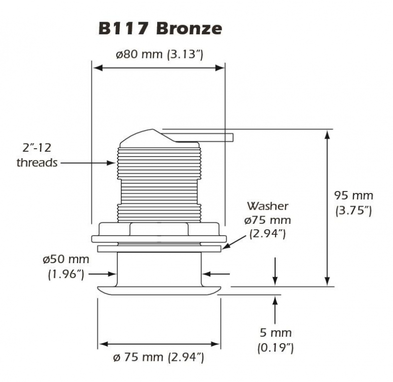 Raymarine B117, Bronze-Durchbruchgeber für Tiefe